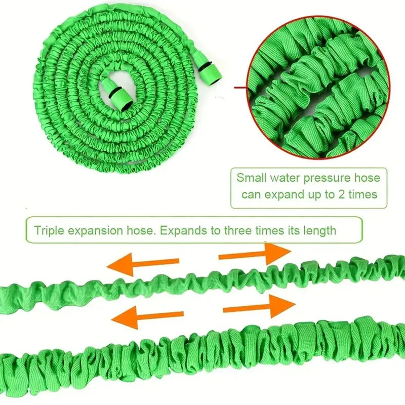 Mangueira Expansível 25FT-200FT com Bico de 7 Funções – Leve, Durável e Ideal para Jardim